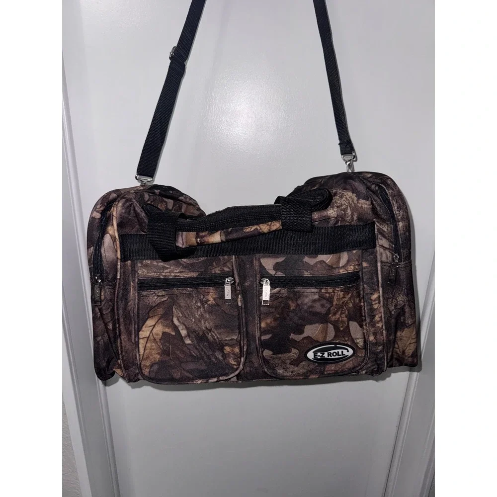 E-Z Roll Camo Duffel Bag Realtree Leaf Pattern Travel Hunting Gear Bag Brown